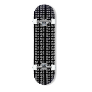 The I Like sk8 Unlimited Black Complete Skateboard from Braille Skateboarding World