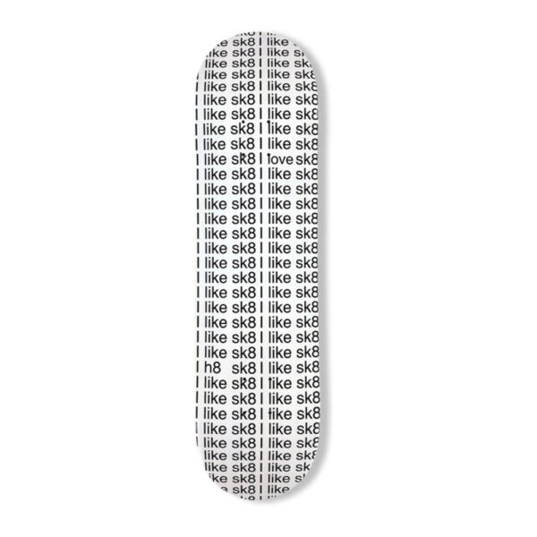 The I Like Sk8 Unlimited White Skateboard Deck from Braille Skateboarding World
